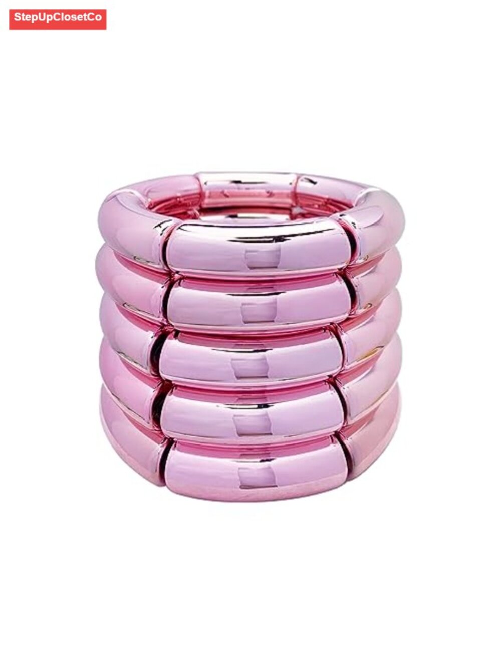 Chunky Curved Bangle Bracelets Women Acrylic Beaded Stretch Set